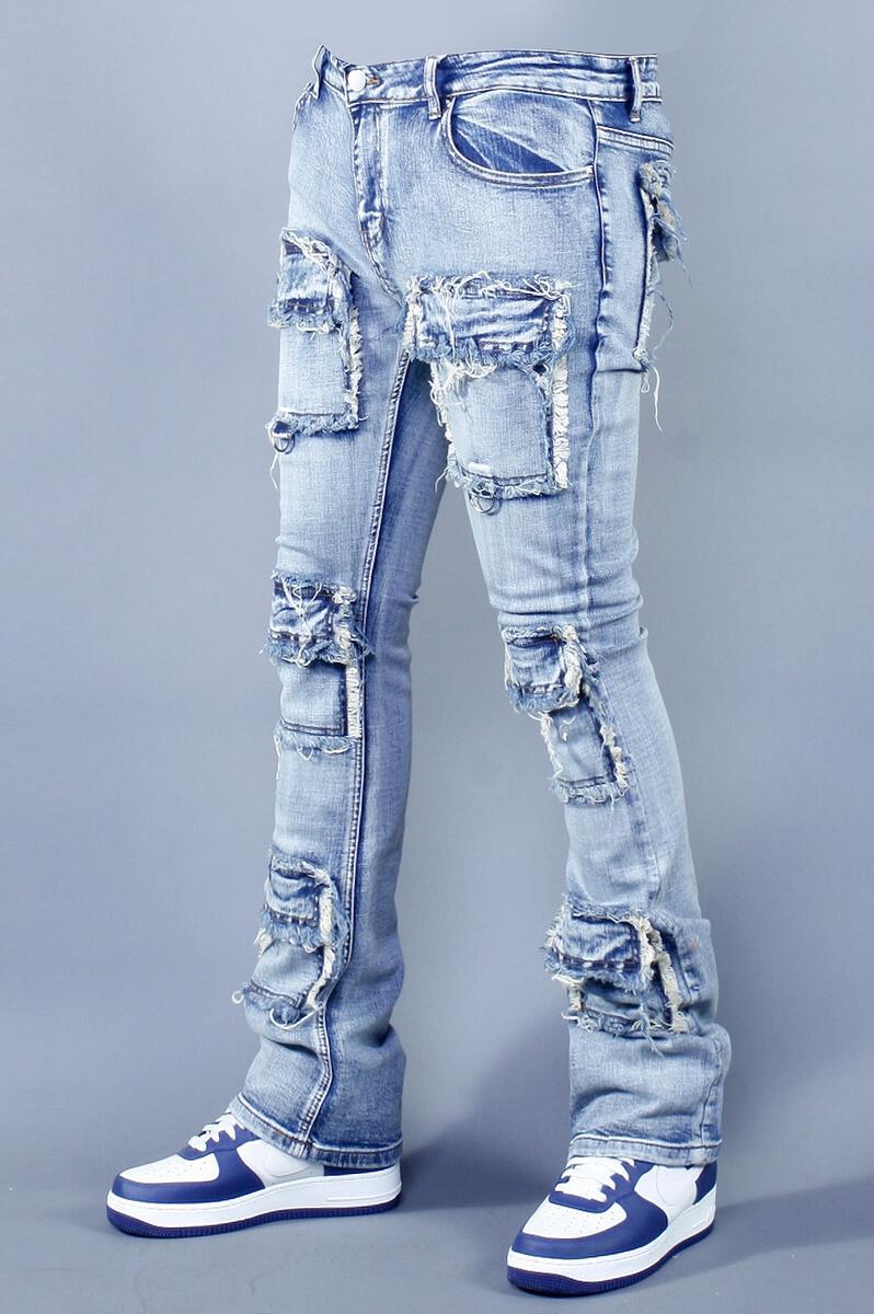 Cargo Pocket Stack jeans Destroy Wash