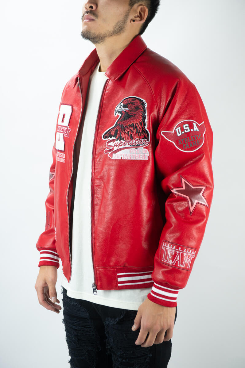Rebel Minds Red Faux Leather Jacket