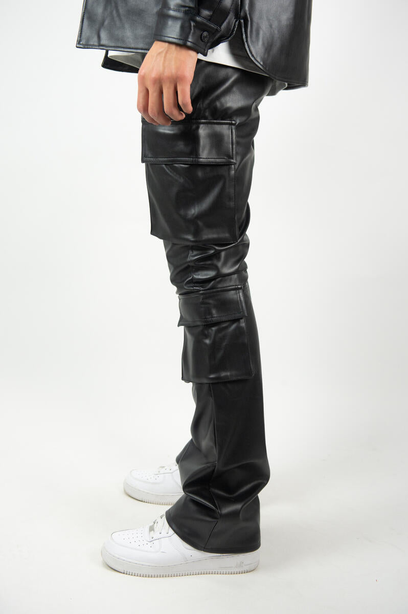 Rebel Minds Black Stacked Leather Pants