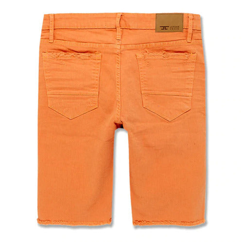 Makobi Shredded Twill Orange Shorts