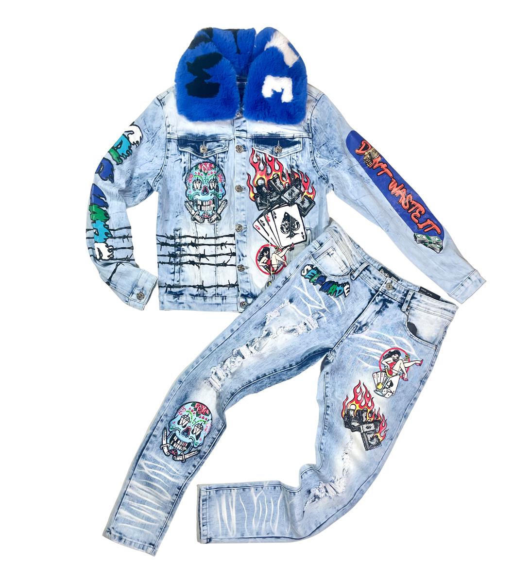 Fashion Denim Jacket W/ Detachable Fur