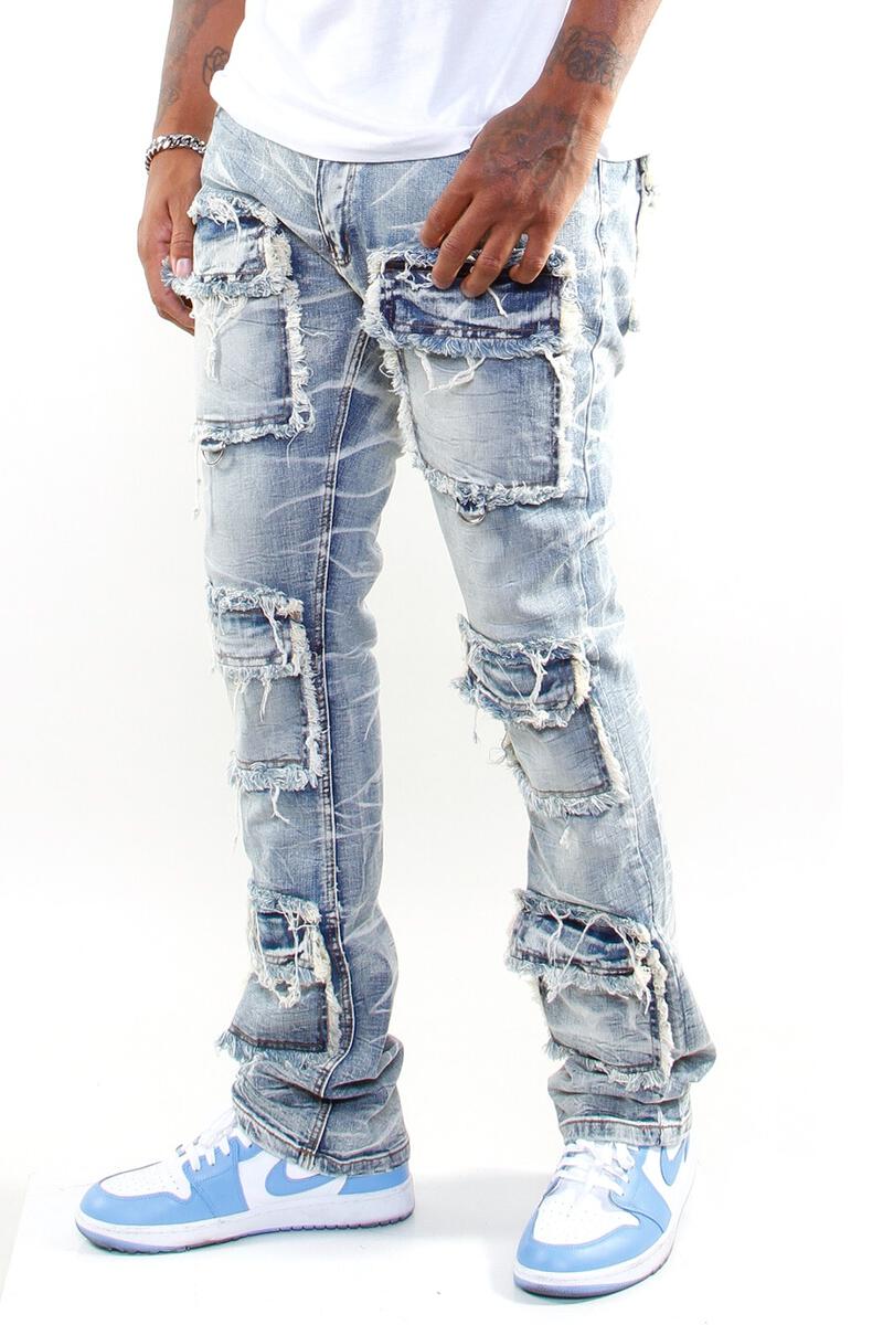 Cargo Pocket Stack Jeans Destroy Wash