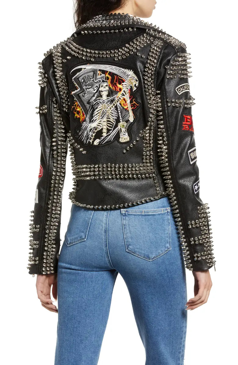AZALEA WANG Patch Spike Moto Jacket