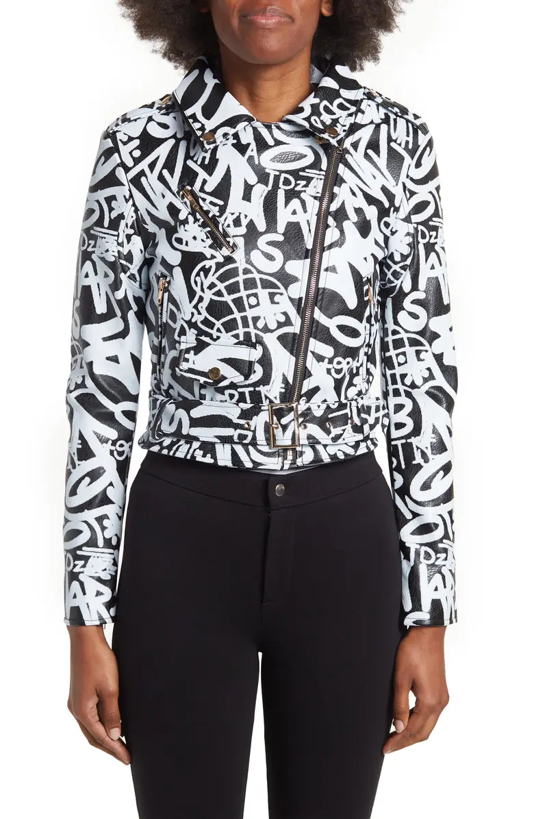 Biker Jacket -black/white