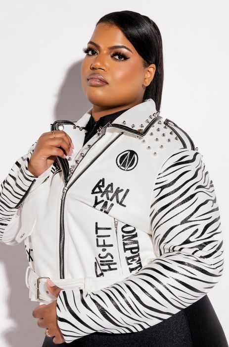 Plus biker jacket-White