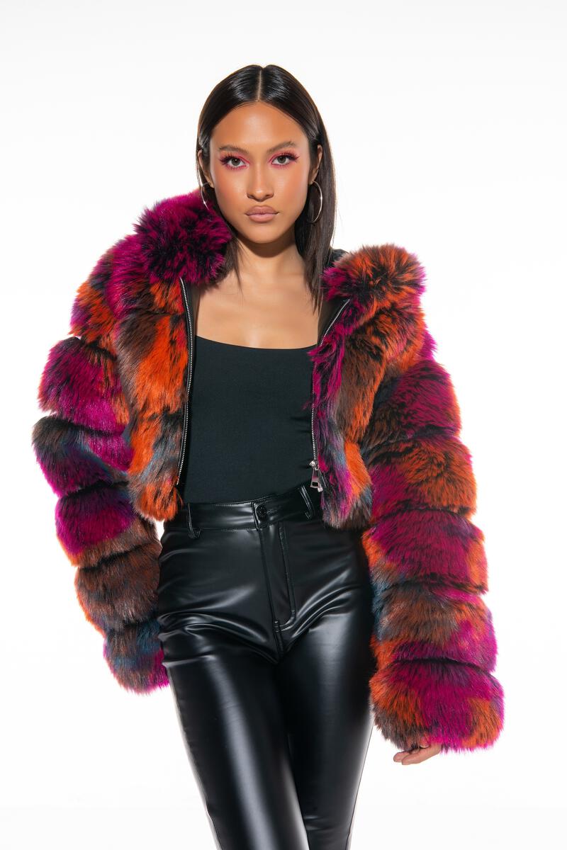 Azalea Wang Multi color Gracelle fur jacket