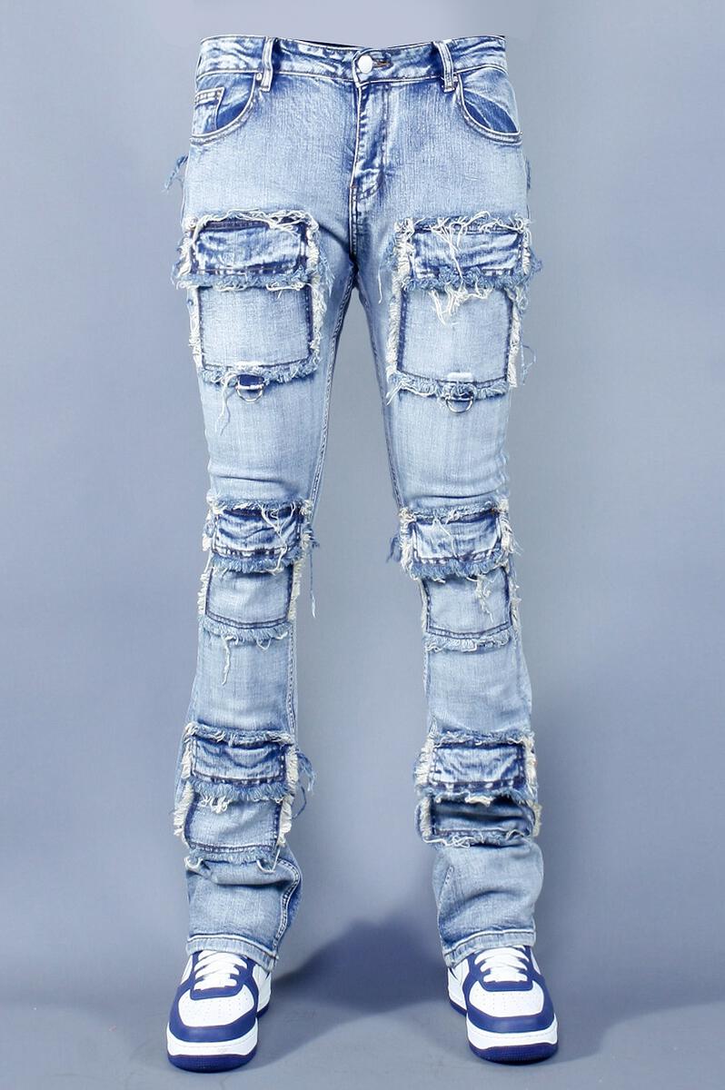 Cargo Pocket Stack jeans Destroy Wash