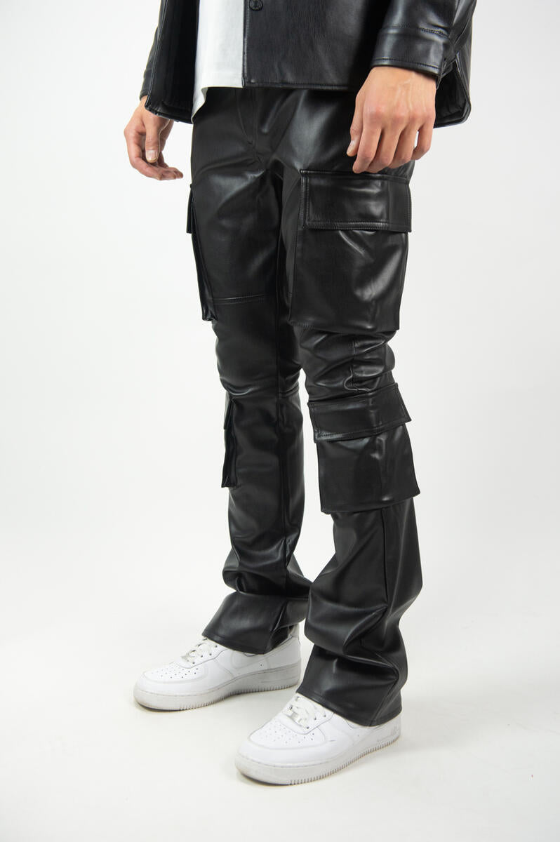 Rebel Minds Black Stacked Leather Pants