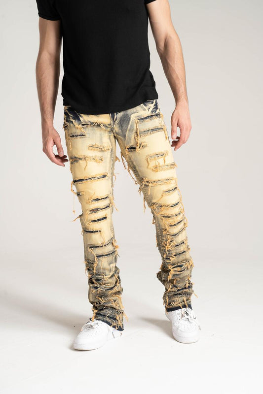 Taker STACK JEANS WITH MULTI RIP & REPAIR