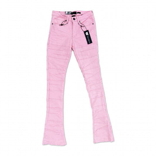 Waimea Pink Ribbed Stacked Jeans
