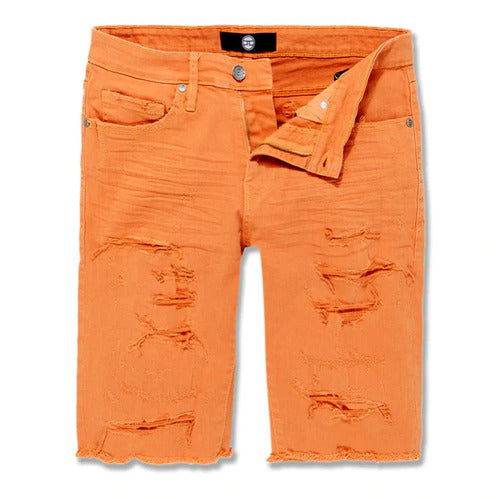 Makobi Shredded Twill Orange Shorts