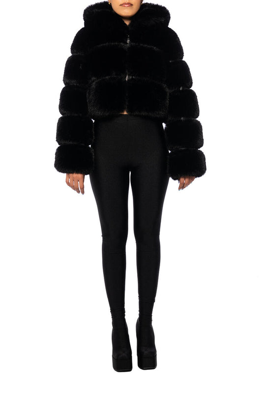 Azelea Wang black muffin fur jacket