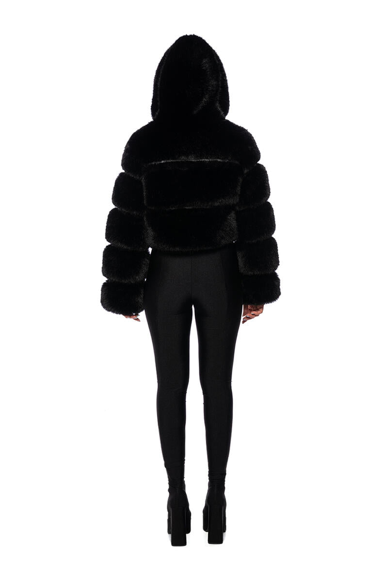 Azelea Wang black muffin fur jacket