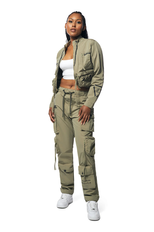 Smoke Raise Light olive utility pant set