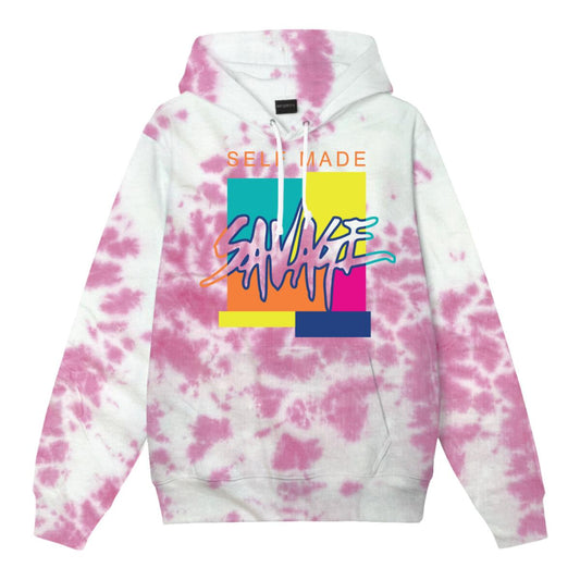 Savage Self Made Pink Black Tie Dye hoody