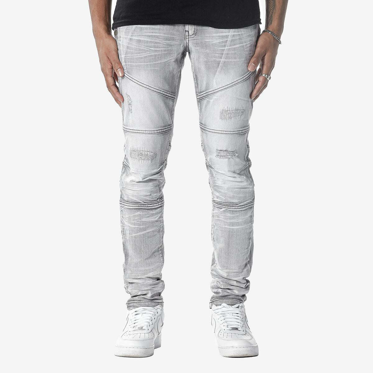 Grey skinny jeans/side pocket- Copper rivet
