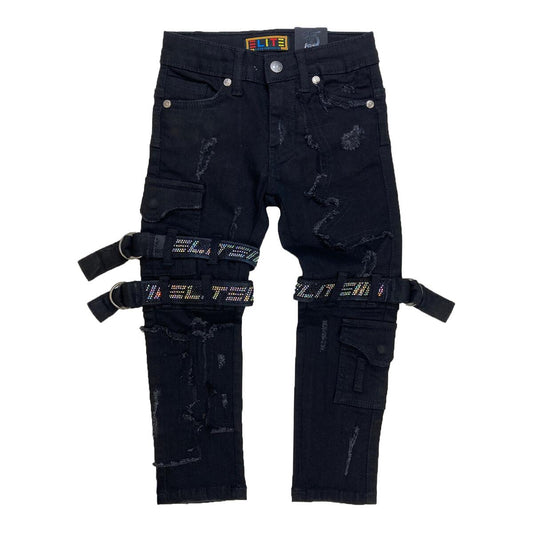 Strap Black Kids Jeans YB