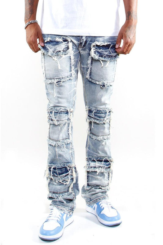 Cargo Pocket Stack Jeans Destroy Wash