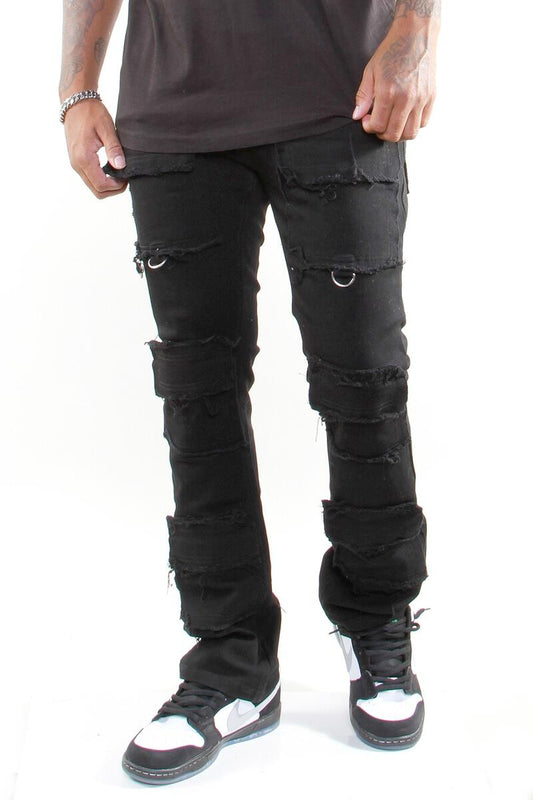 Cargo Pocket Stack Jeans Black