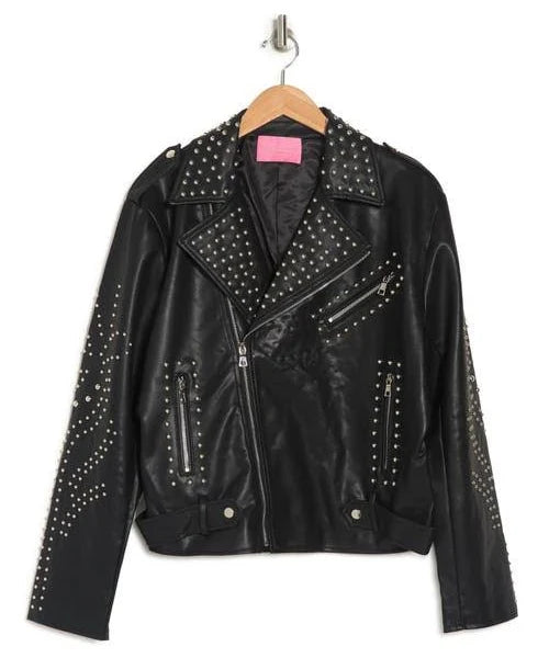 Black biker Jacket beaded