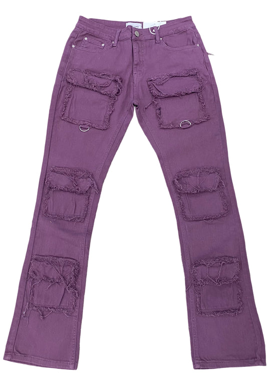 Cargo Pocket Stack Jeans Purple