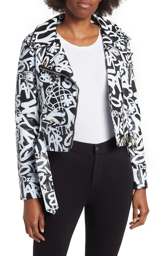 Biker Jacket -black/white