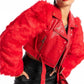 Red biker Jacket with fur hands