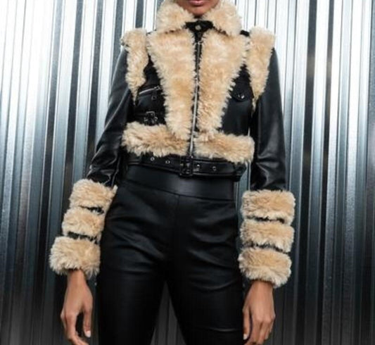 Azalea Biker Jacket with Fur