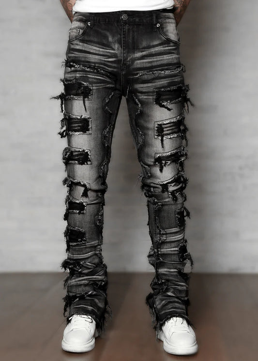 OBSIDIAN BLACK BLEACHED DENIM