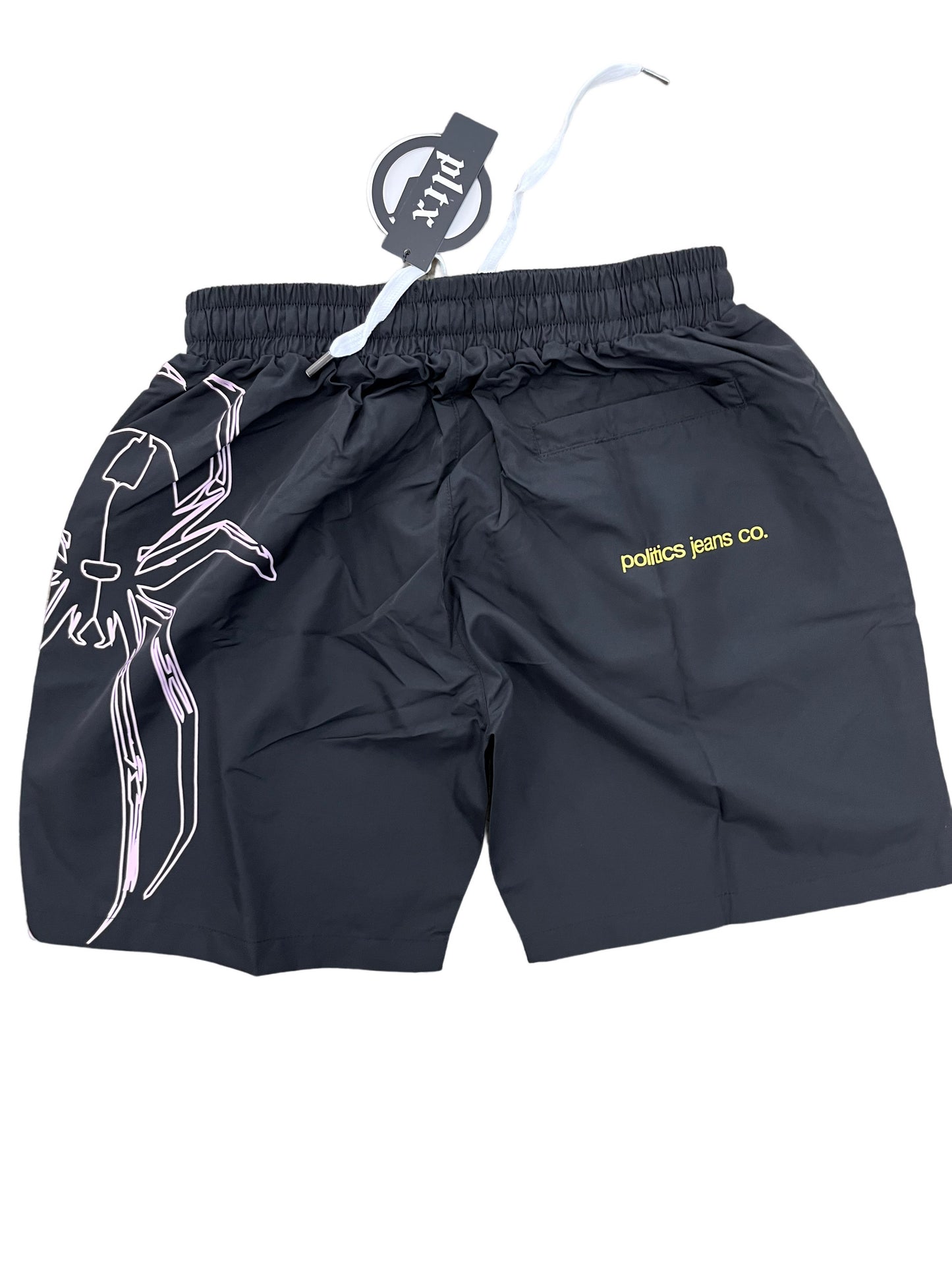 Politics Black Nylon Lined Spider Shorts